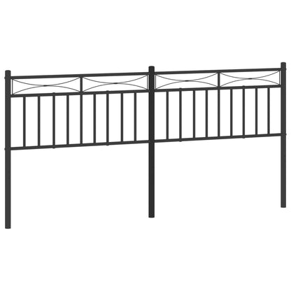 Sleek Black Metal Headboard - 193 cm Modern Bedroom Accent