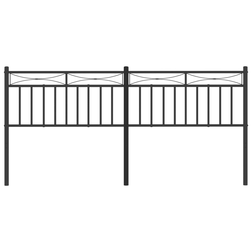 Sleek Black Metal Headboard - 193 cm Modern Bedroom Accent