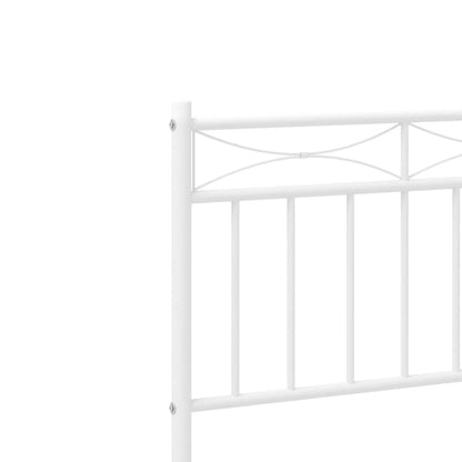 White Metal Bed Frame with Headboard, 80x200cm, Sturdy Design