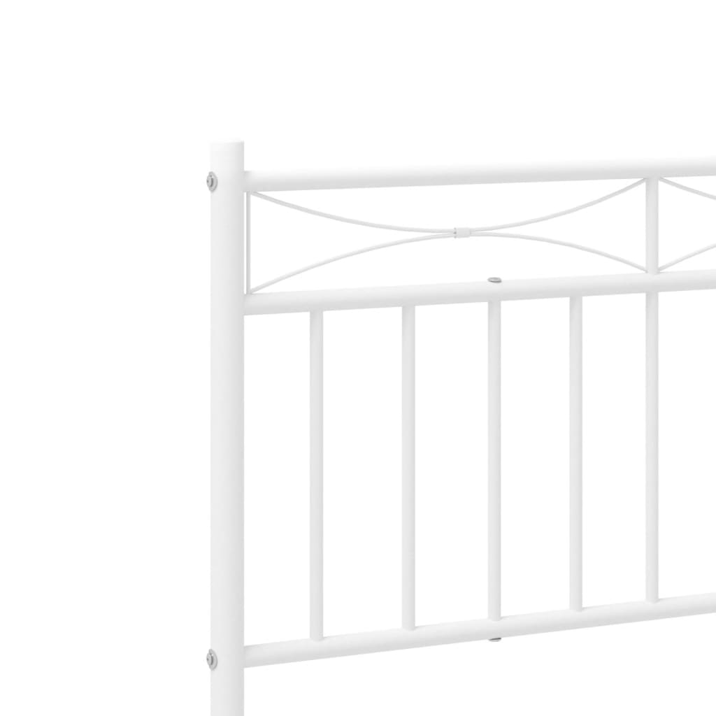 White Metal Bed Frame with Headboard, 107x203cm, No Mattress Included