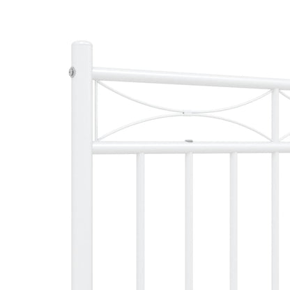 White Metal Bed Frame with Headboard, 140x200cm - No Mattress Included