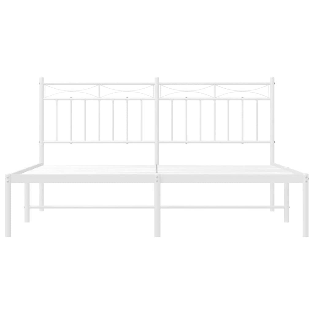 Metal Bed Frame without Mattress with Headboard White 150x200cm