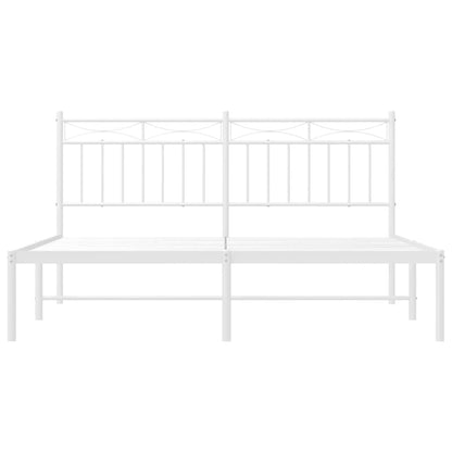 Metal Bed Frame without Mattress with Headboard White 150x200cm