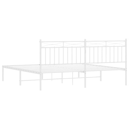 Metal Bed Frame without Mattress with Headboard White 183x213cm