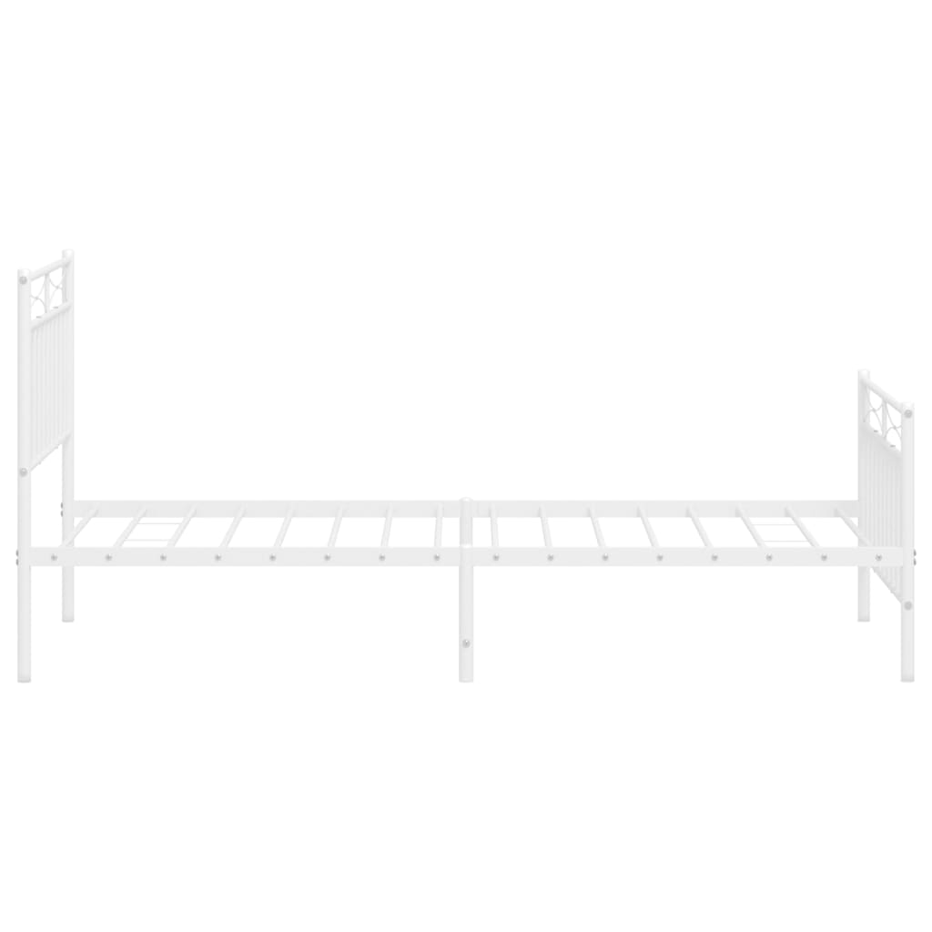 White Metal Bed Frame with Footboard, 90x190cm - No Mattress Included