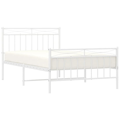 White Metal Bed Frame with Footboard, 107x203cm - No Mattress