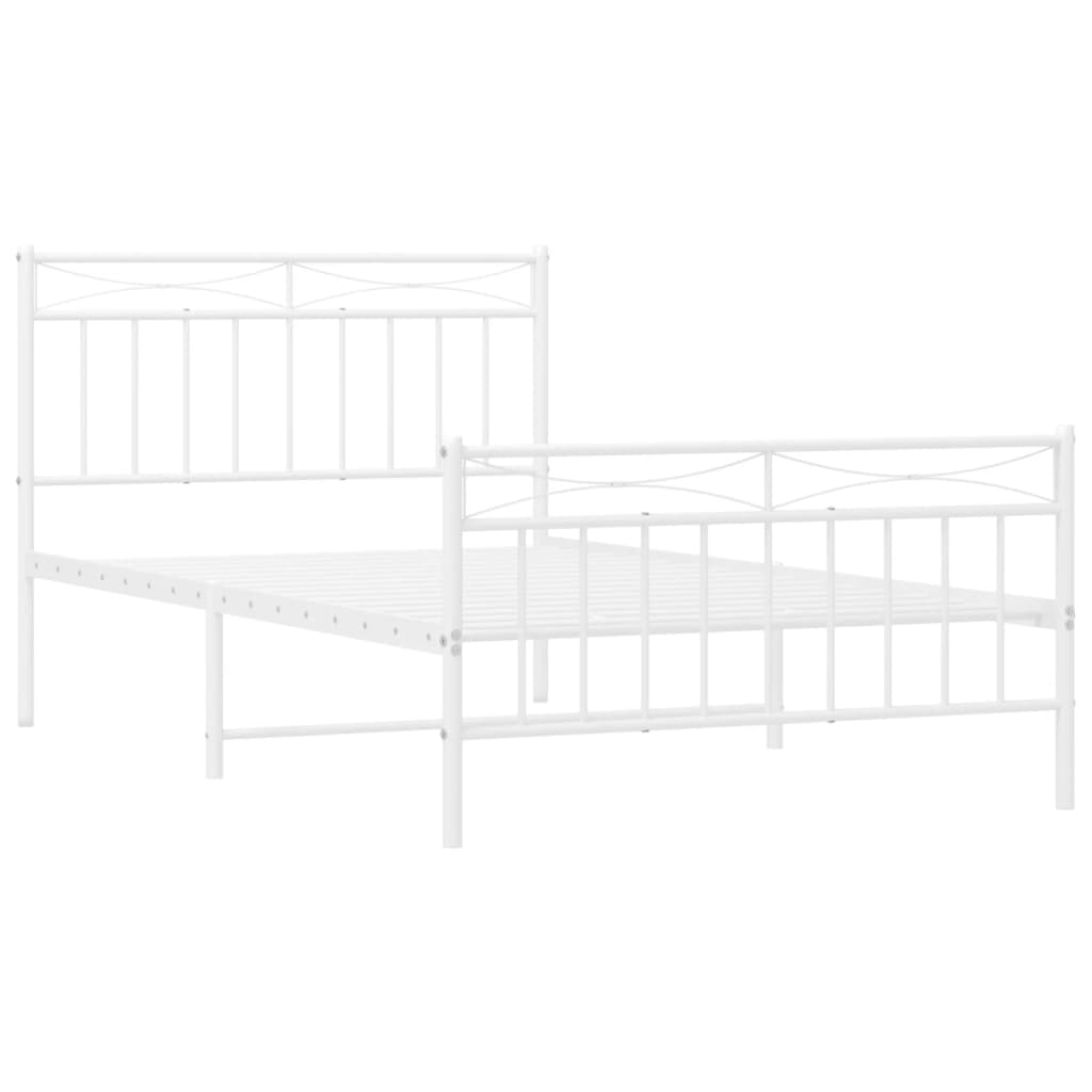 White Metal Bed Frame with Footboard, 107x203cm - No Mattress