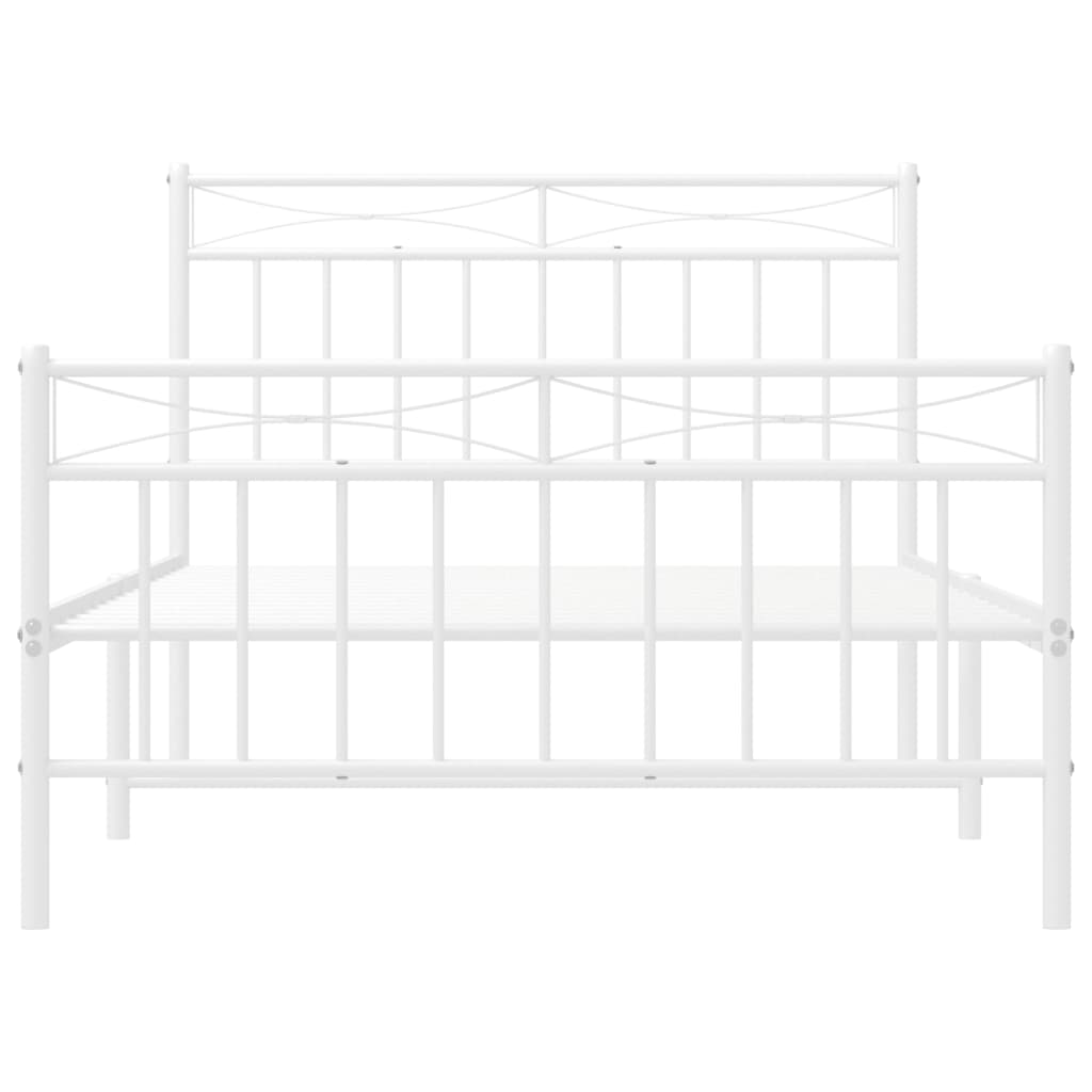 White Metal Bed Frame with Footboard, 107x203cm - No Mattress
