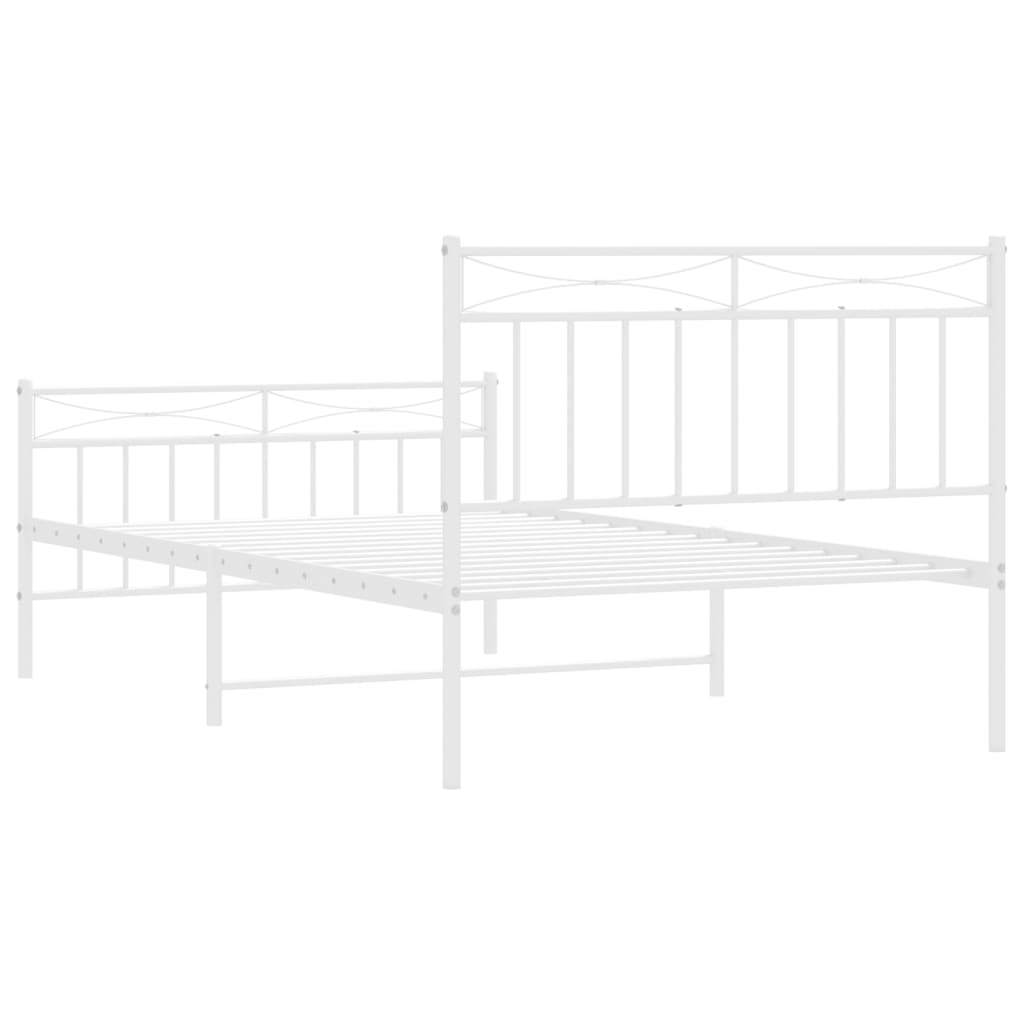 White Metal Bed Frame with Footboard, 107x203cm - No Mattress