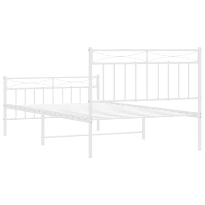 White Metal Bed Frame with Footboard, 107x203cm - No Mattress