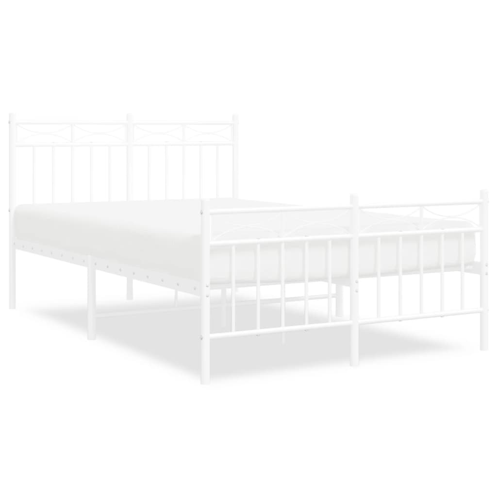 White Metal Bed Frame with Footboard 120x190cm - No Mattress Included
