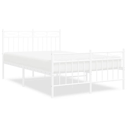White Metal Bed Frame with Footboard 120x190cm - No Mattress Included