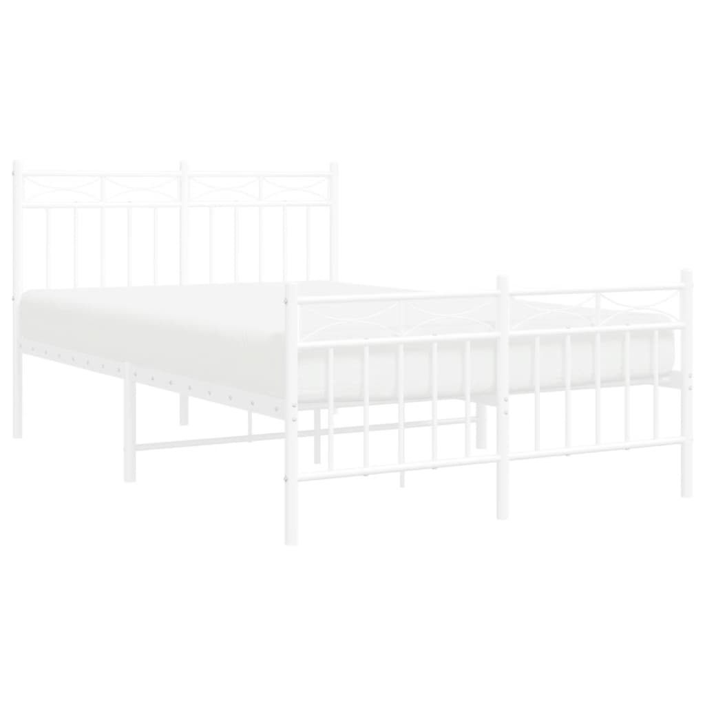 White Metal Bed Frame with Footboard 120x190cm - No Mattress Included