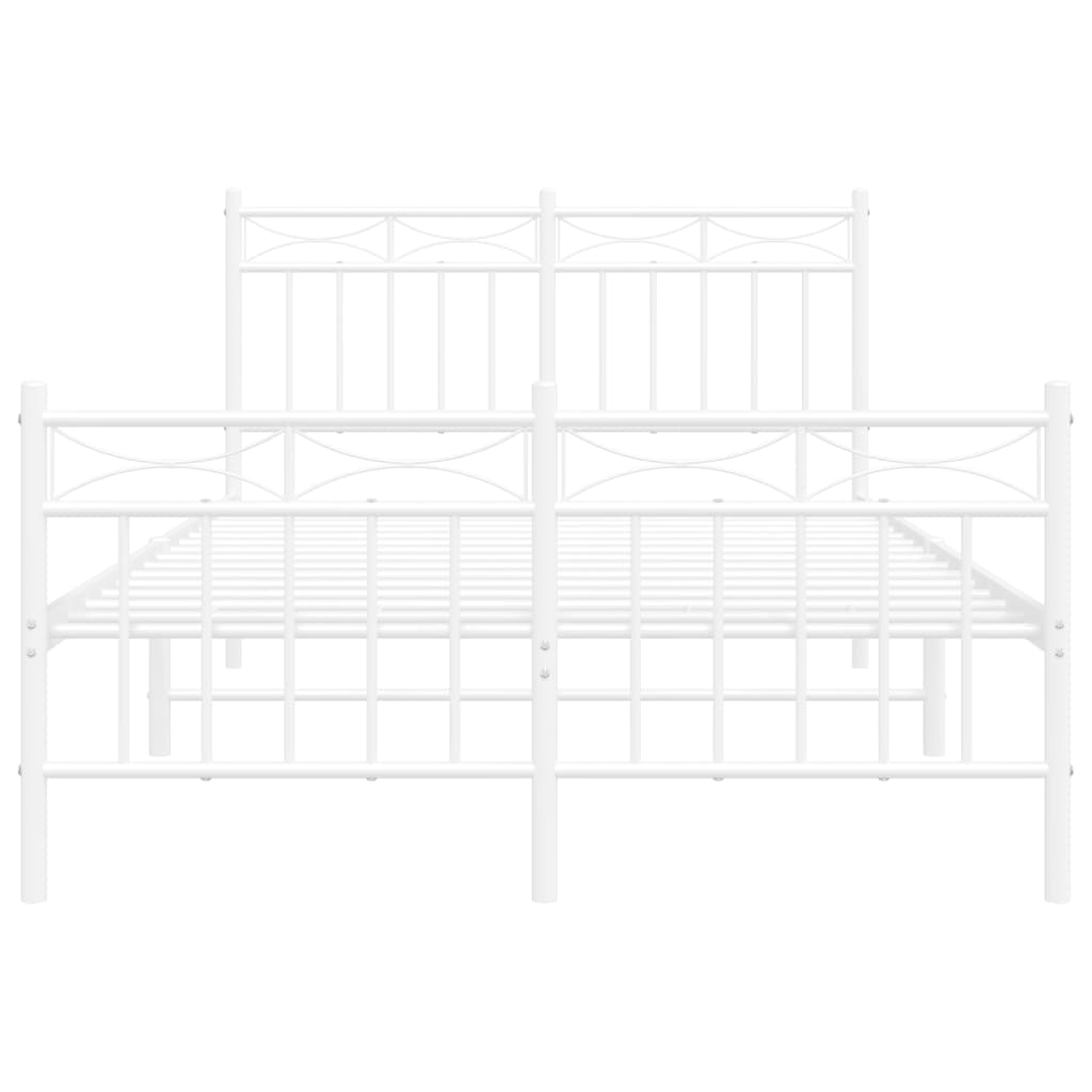 White Metal Bed Frame with Footboard 120x190cm - No Mattress Included