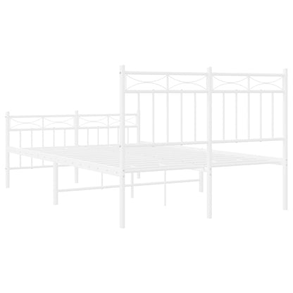 White Metal Bed Frame with Footboard 120x190cm - No Mattress Included