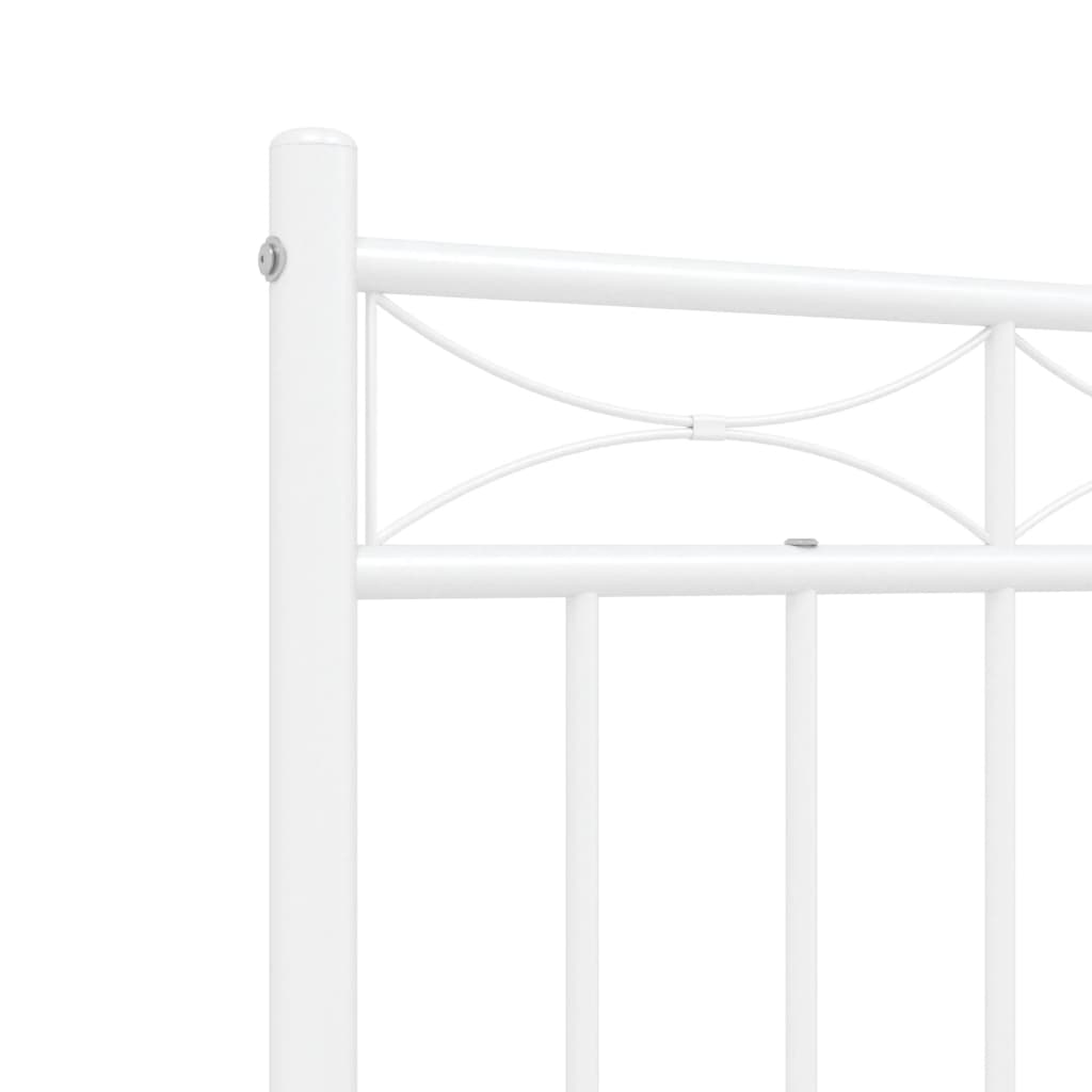 White Metal Bed Frame with Footboard 120x190cm - No Mattress Included