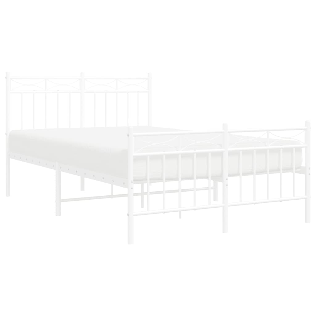 White Metal Bed Frame with Footboard 120x200cm - No Mattress
