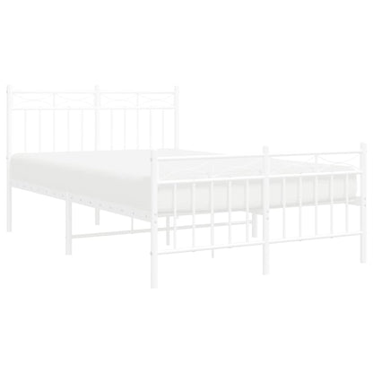 White Metal Bed Frame with Footboard 120x200cm - No Mattress