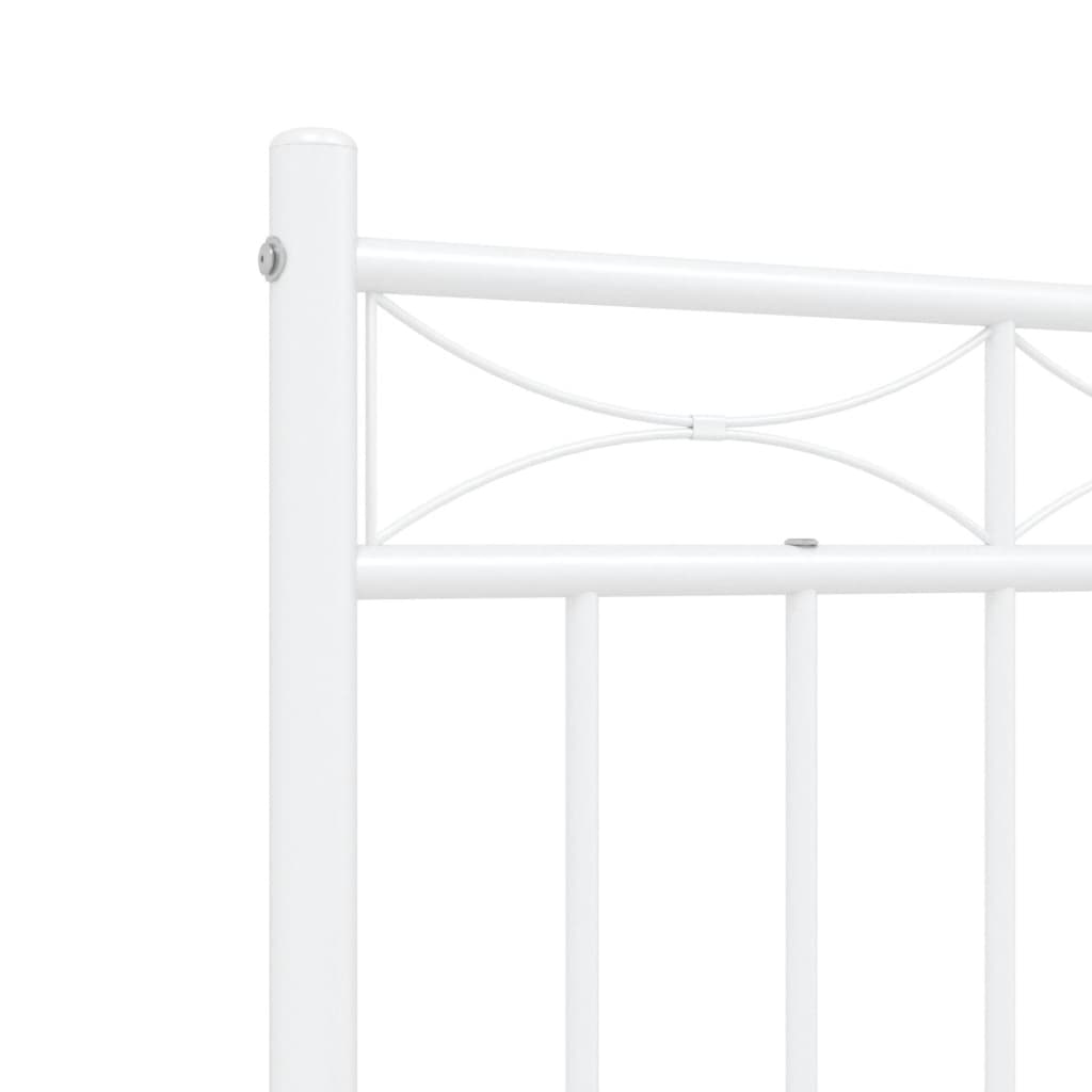 White Metal Bed Frame with Footboard 120x200cm - No Mattress