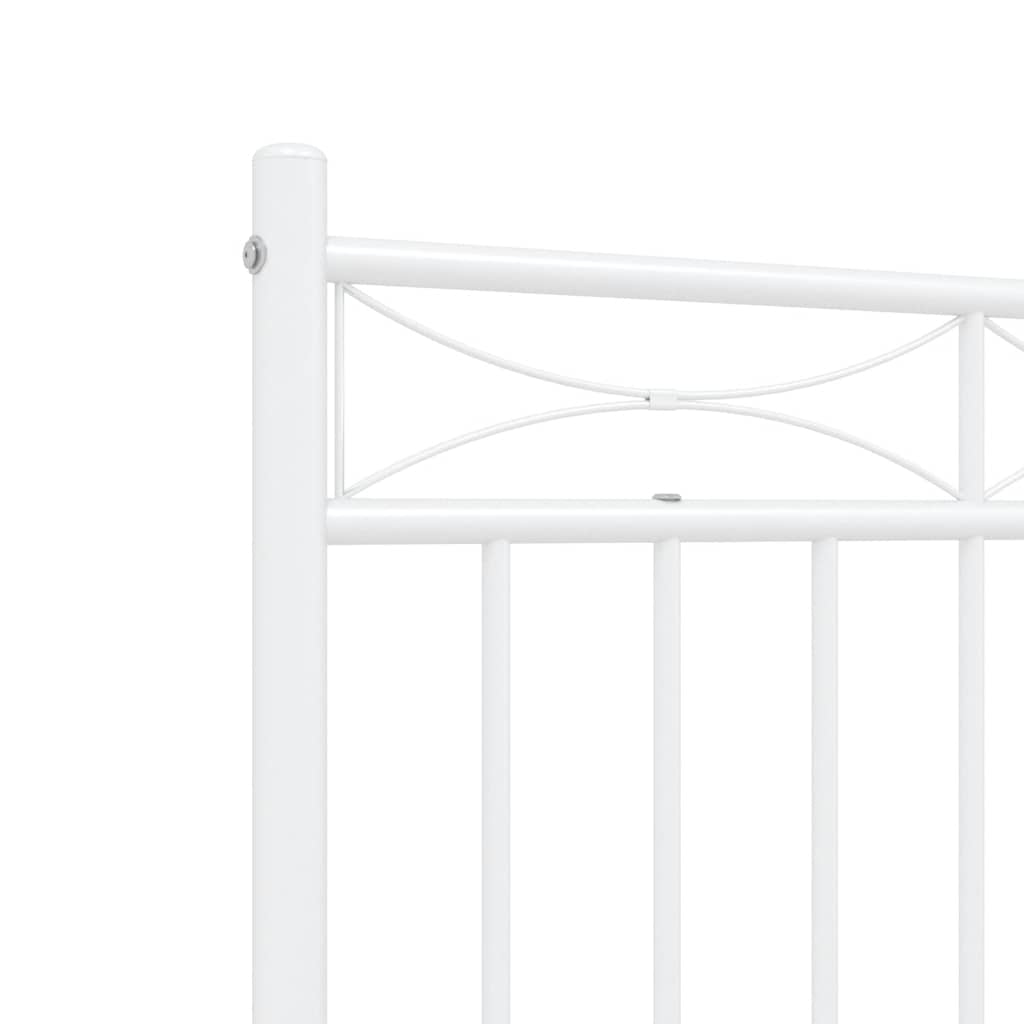 White Metal Bed Frame with Footboard - 135x190cm Elegant Design