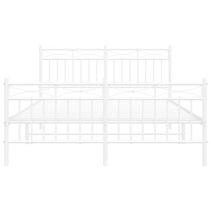 Metal Bed Frame without Mattress with Footboard White 140x200cm