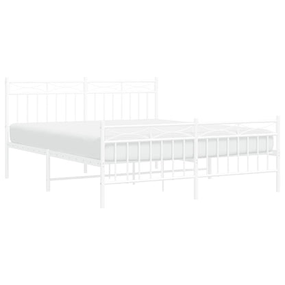 White Metal Bed Frame with Footboard 150x200cm - No Mattress