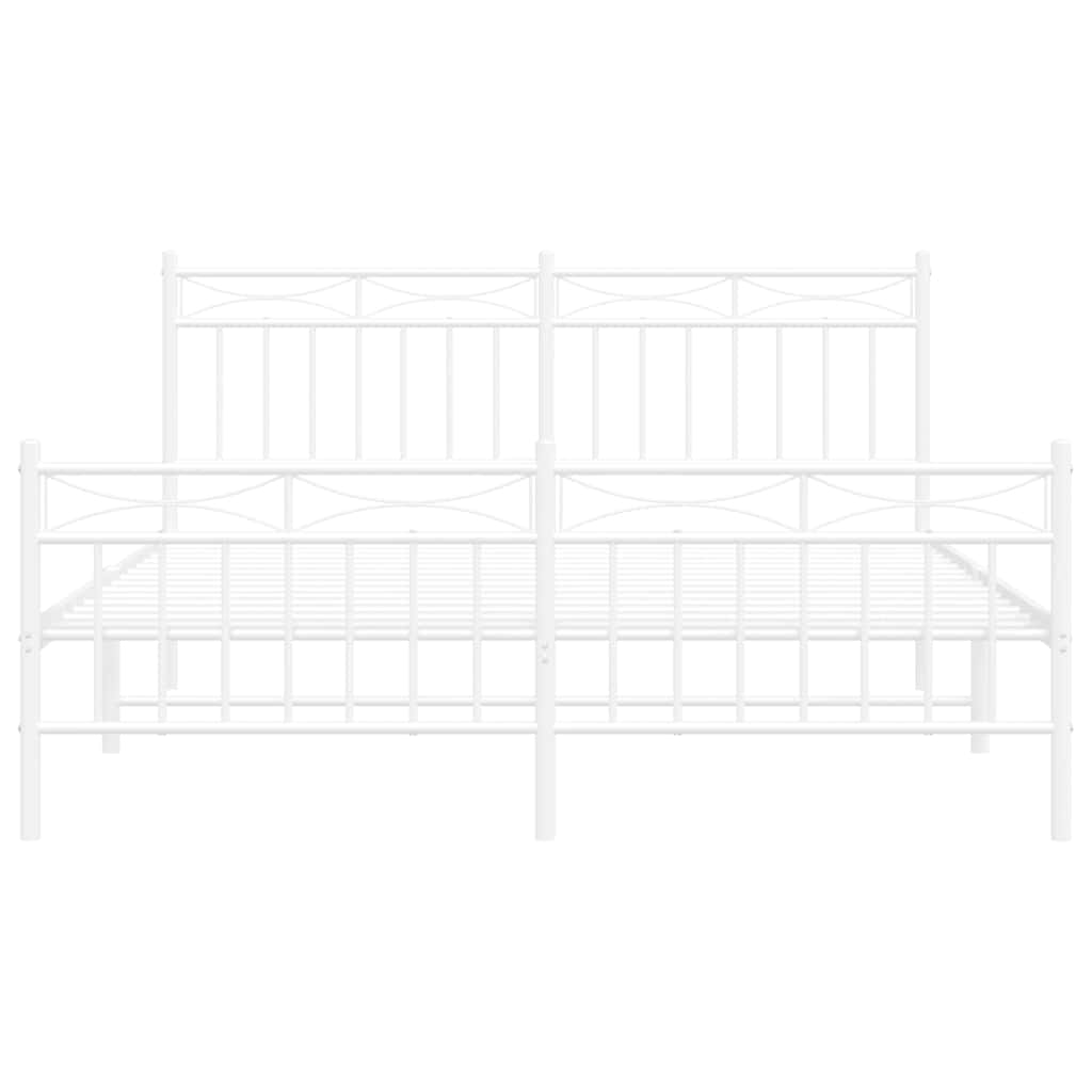 White Metal Bed Frame with Footboard 150x200cm - No Mattress