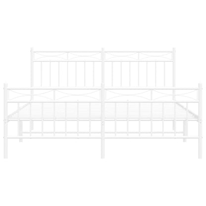 White Metal Bed Frame with Footboard 150x200cm - No Mattress