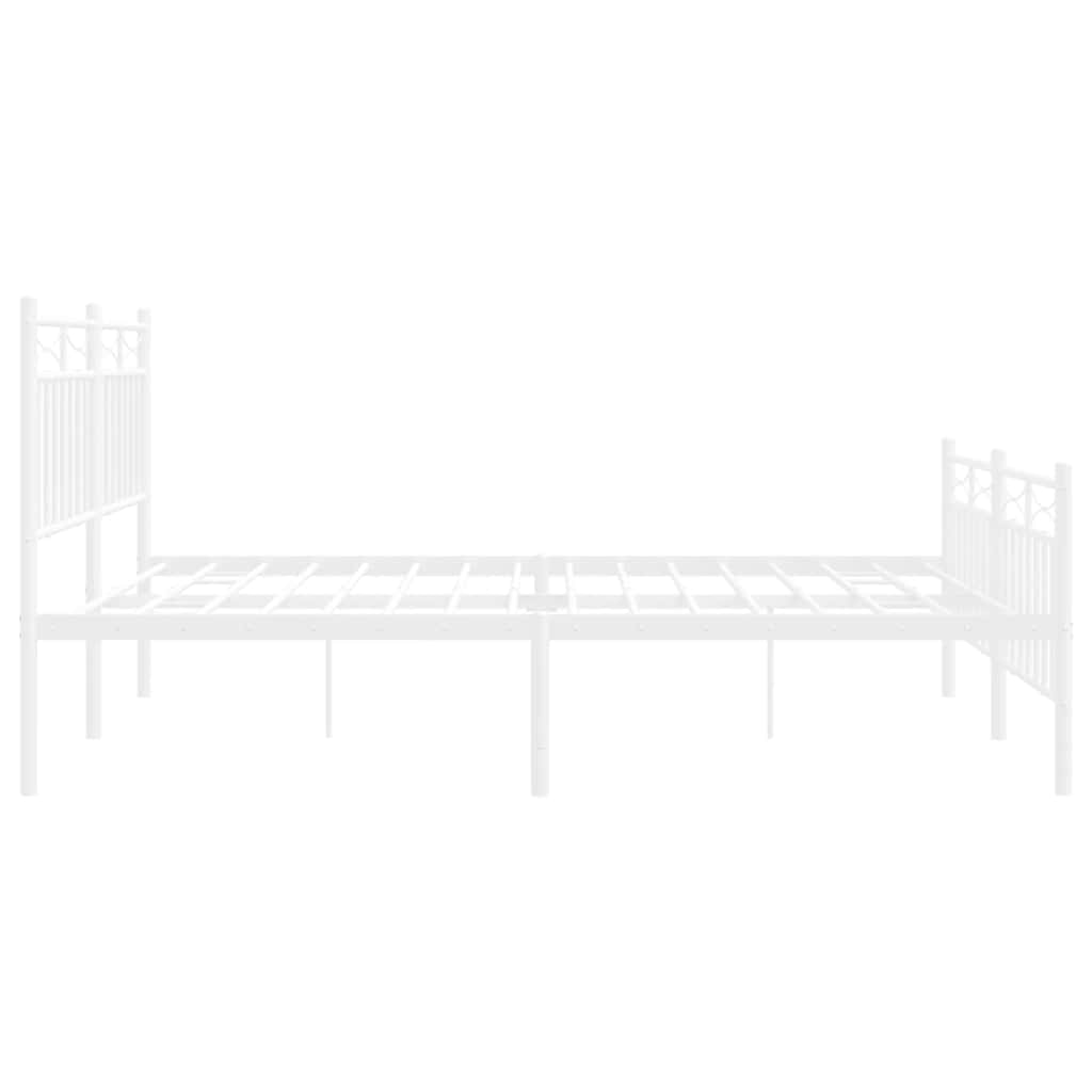 White Metal Bed Frame with Footboard 150x200cm - No Mattress