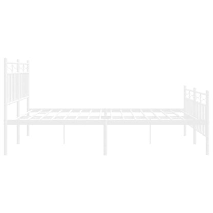 White Metal Bed Frame with Footboard 150x200cm - No Mattress