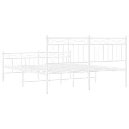 White Metal Bed Frame with Footboard 150x200cm - No Mattress