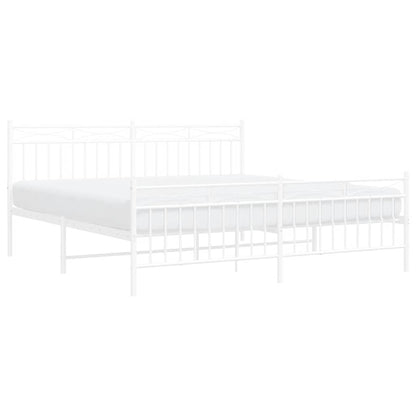 Metal Bed Frame without Mattress with Footboard White 183x213cm