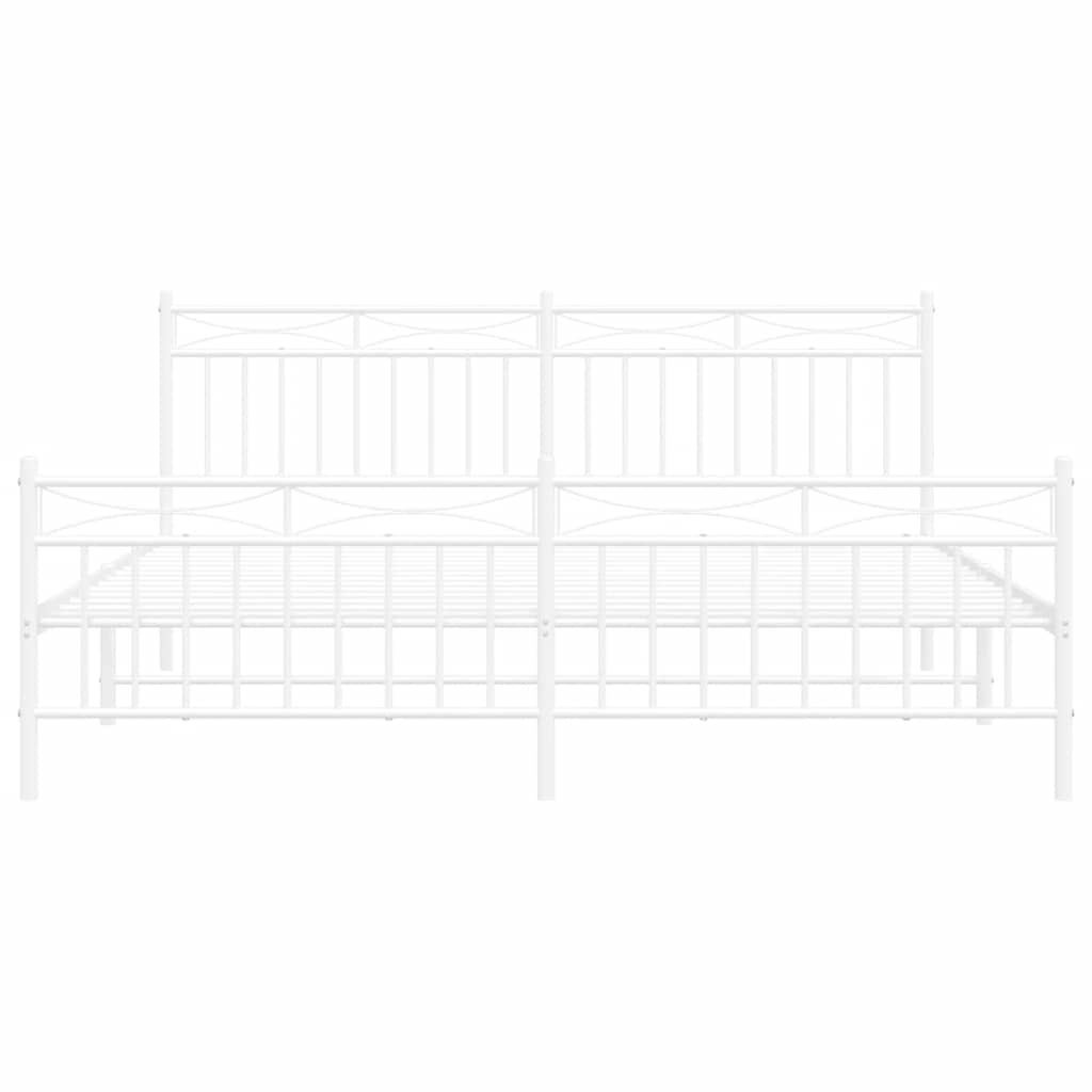 Metal Bed Frame without Mattress with Footboard White 183x213cm