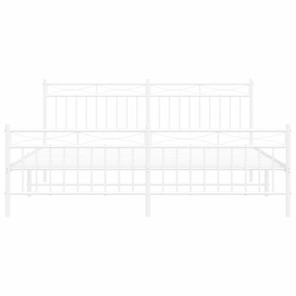 Metal Bed Frame without Mattress with Footboard White 183x213cm