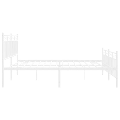 Metal Bed Frame without Mattress with Footboard White 183x213cm