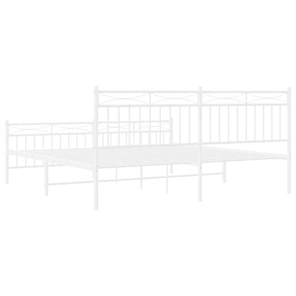 Metal Bed Frame without Mattress with Footboard White 183x213cm