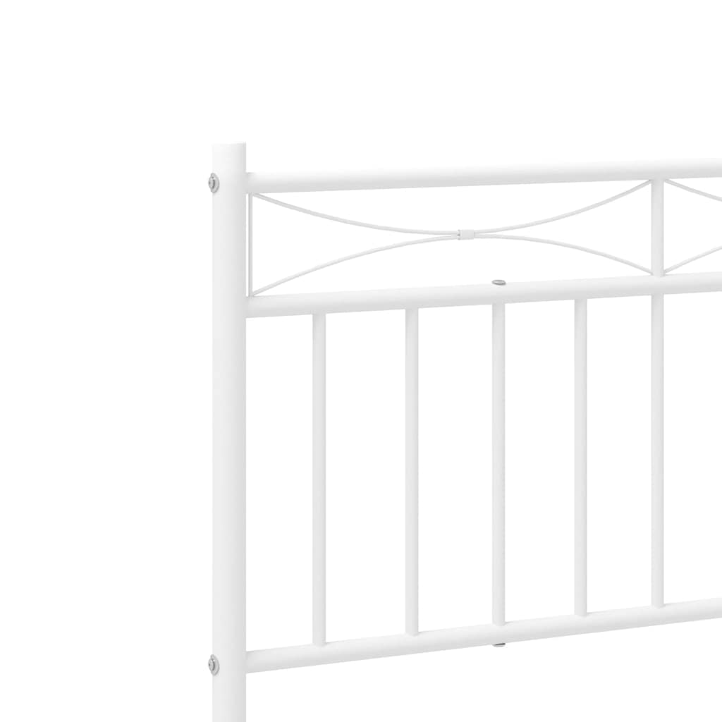 Metal Bed Frame without Mattress with Footboard White 183x213cm