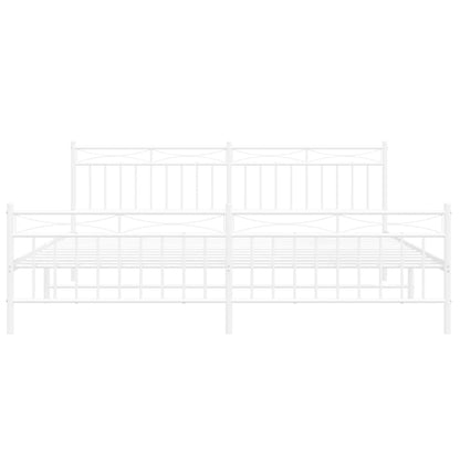 Metal Bed Frame without Mattress with Footboard White 200x200cm
