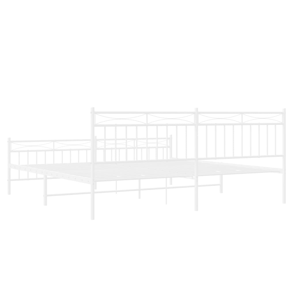 Metal Bed Frame without Mattress with Footboard White 200x200cm