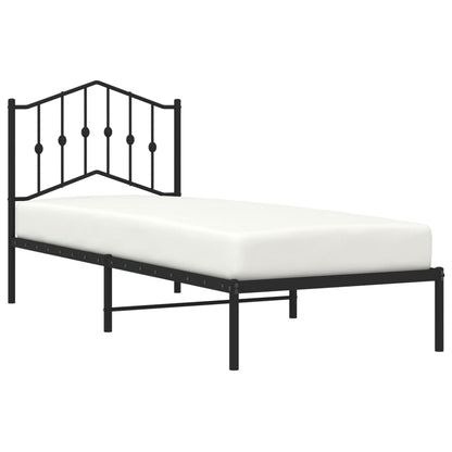 Black Metal Bed Frame with Headboard - 80x200cm (No Mattress)