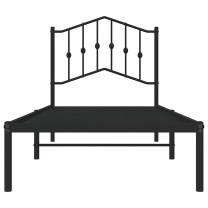 Black Metal Bed Frame with Headboard - 80x200cm (No Mattress)