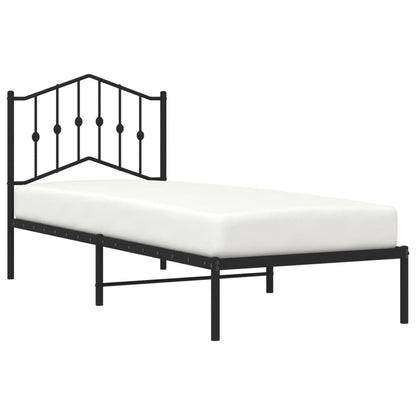 Black Metal Bed Frame with Headboard 90x190cm - No Mattress