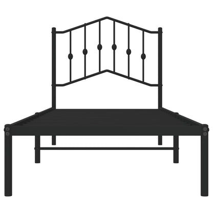 Black Metal Bed Frame with Headboard 90x190cm - No Mattress