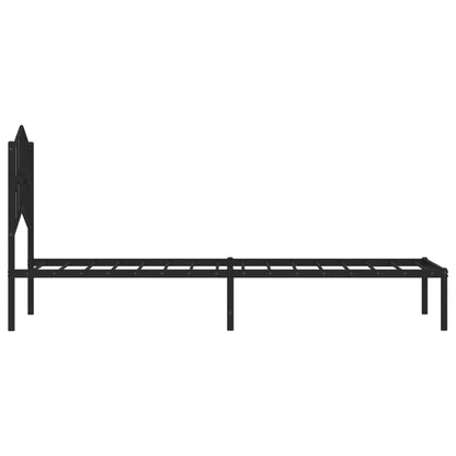 Black Metal Bed Frame with Headboard 90x190cm - No Mattress