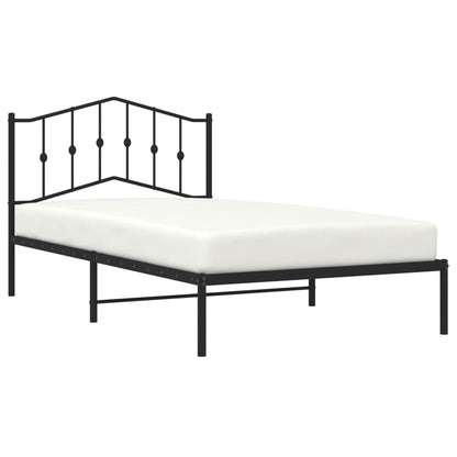 Black Metal Bed Frame with Headboard, No Mattress, 107x203cm