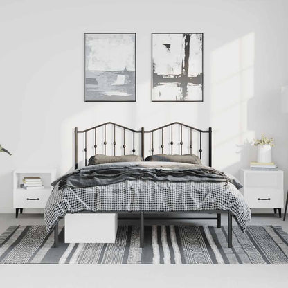Sleek Black Metal Bed Frame with Headboard 135x190cm