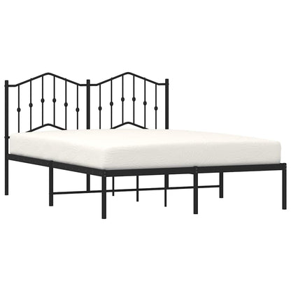 Sleek Black Metal Bed Frame with Headboard 135x190cm