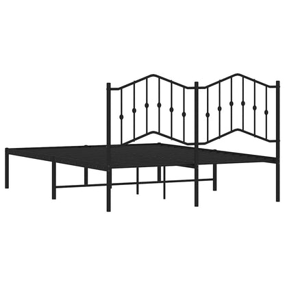 Sleek Black Metal Bed Frame with Headboard 135x190cm