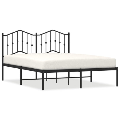 Elegant Black Metal Bed Frame with Headboard 140x200cm