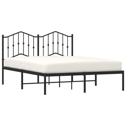 Elegant Black Metal Bed Frame with Headboard 140x200cm